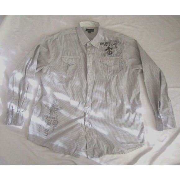 Men's Decoded Stripe Button Up Long Short Sleeve Shirt Sz XXL (MT247) - Picture 1 of 12